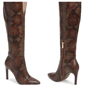 42 Gold Leather Knee High Boots